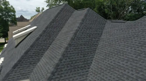 a newly installed roof shingles